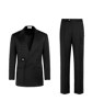 SUITSUPPLY  Black Three-Piece Relaxed Fit Roma Suit