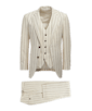 SUITSUPPLY  Light Brown Striped Jort Suit