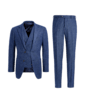SUITSUPPLY  Mid Blue Houndstooth Three-Piece Havana Suit
