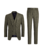 SUITSUPPLY  Mid Green Houndstooth Three-Piece Havana Suit