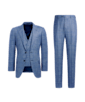 SUITSUPPLY  Mid Blue Checked Three-Piece Lazio Suit