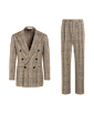 SUITSUPPLY  Mid Brown Checked Relaxed Fit Roma Suit