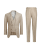 SUITSUPPLY  Light Brown Herringbone Three-Piece Tailored Fit Havana Suit