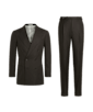 SUITSUPPLY  Dark Brown Herringbone Tailored Fit Havana Suit