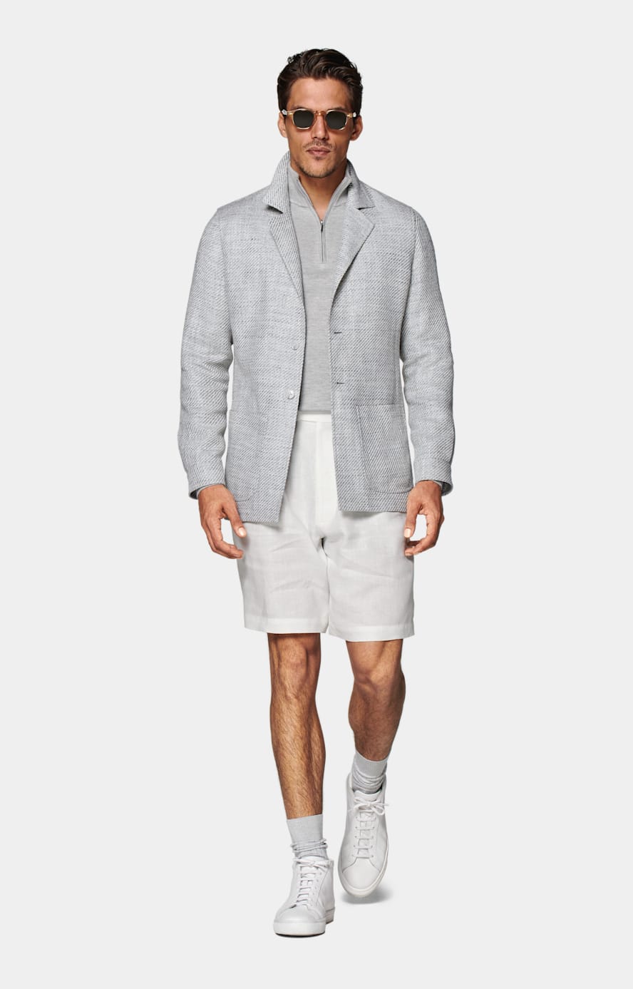 浅灰色慵懒身型衬衫式夹克