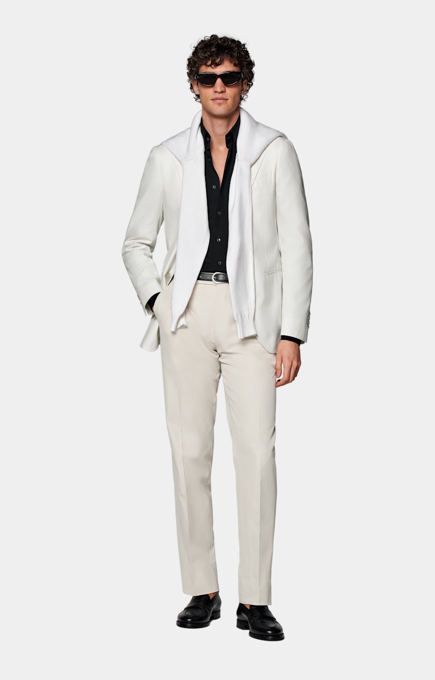 Havana 米白色合体身型西装外套