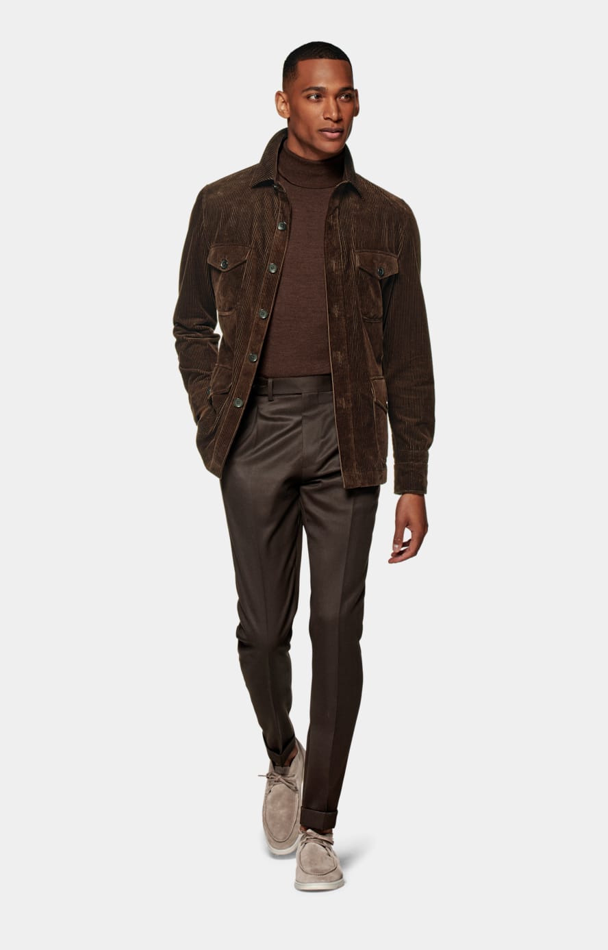 深棕色慵懒身型衬衫式夹克