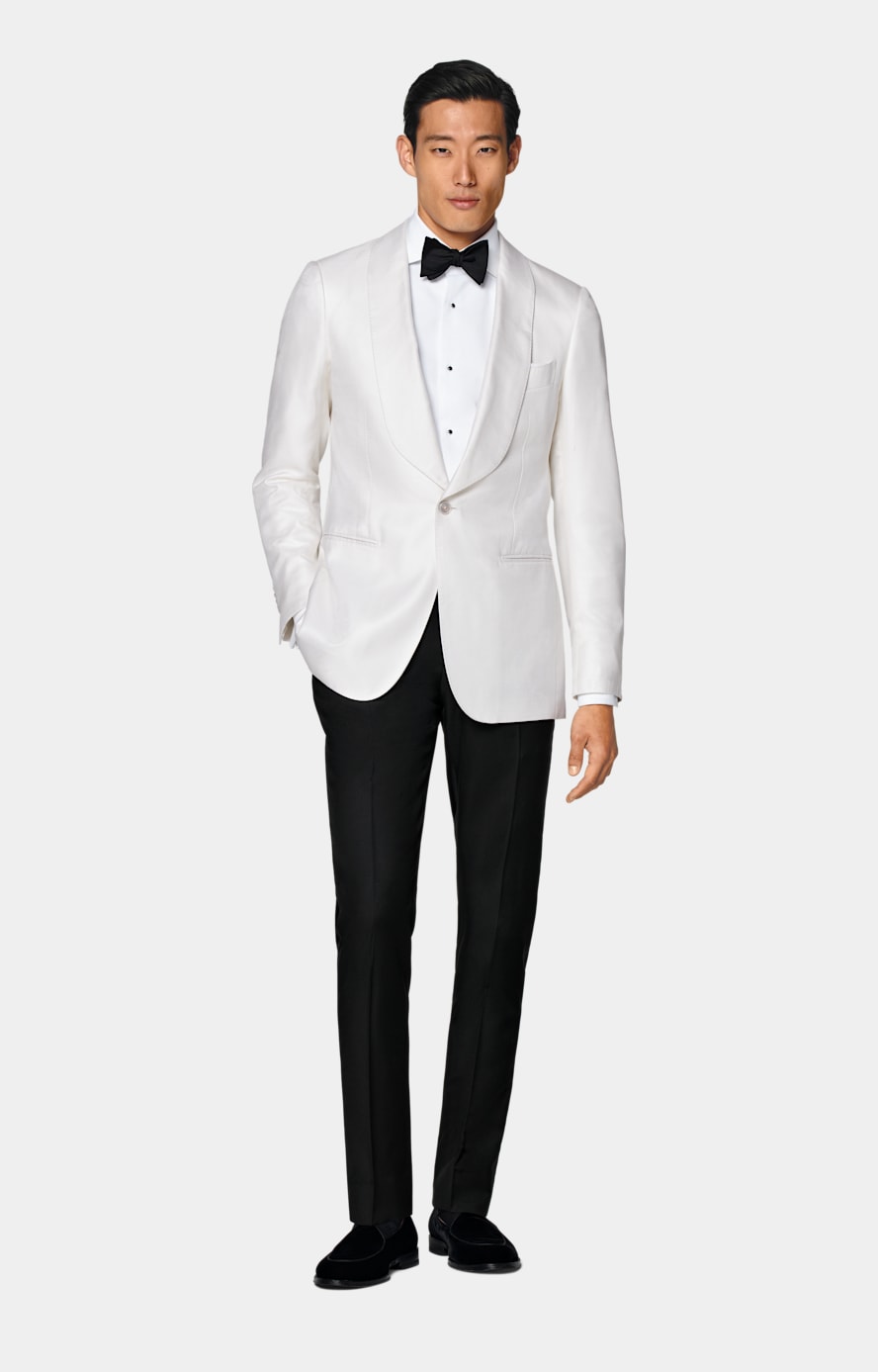 Veste de smoking Havana coupe Tailored blanc casse en Pure soie SUITSUPPLY France