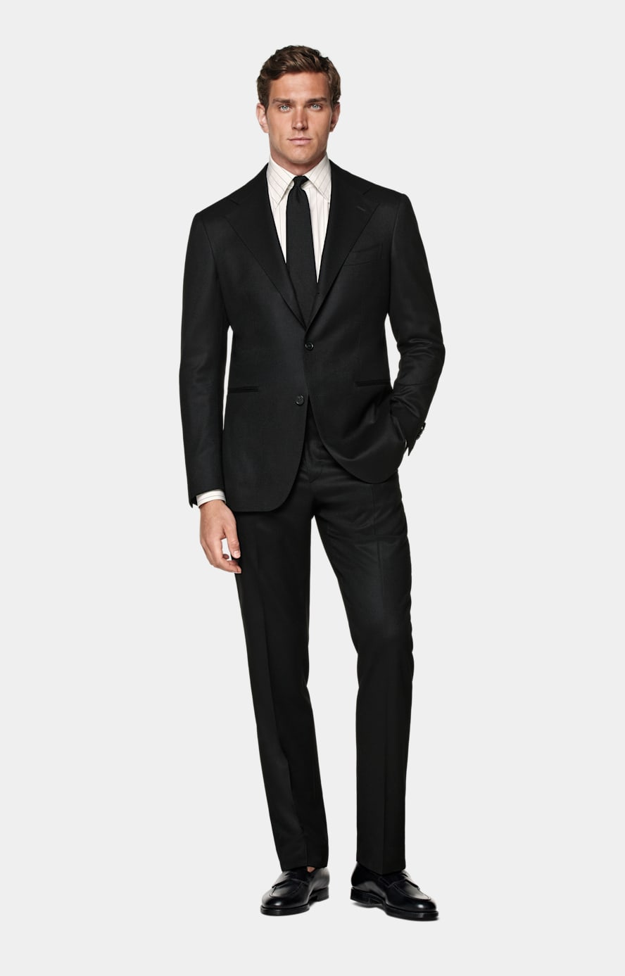 Black Relaxed Fit Roma Suit