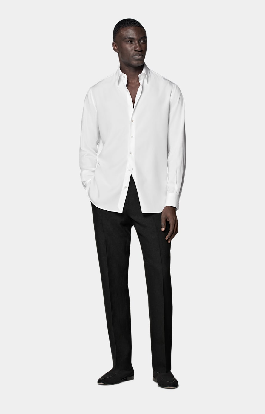 Camicia bianca vestibilità slim colletto largo classico