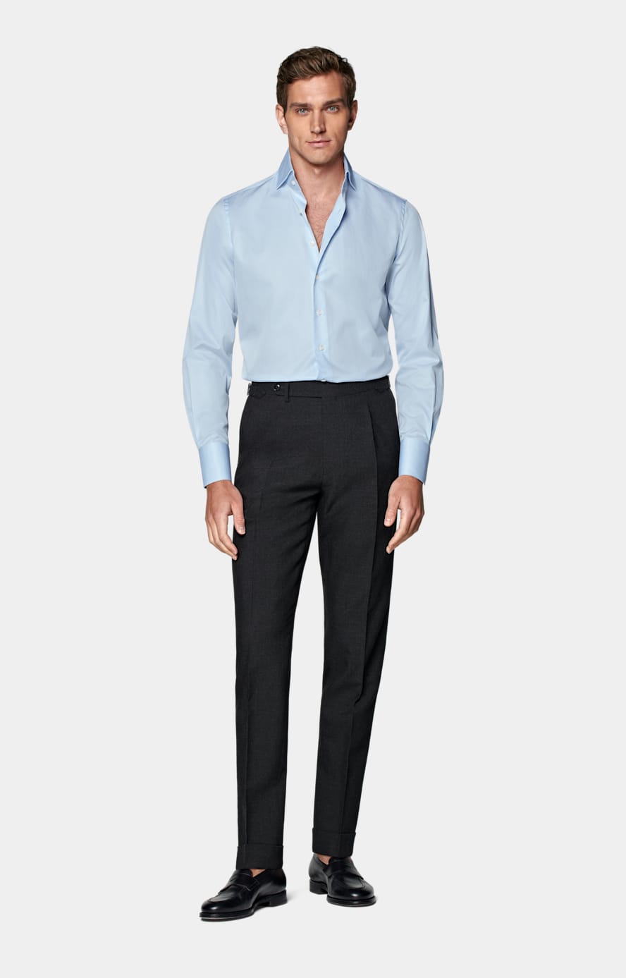 Chemise coupe Tailored en twill bleu clair