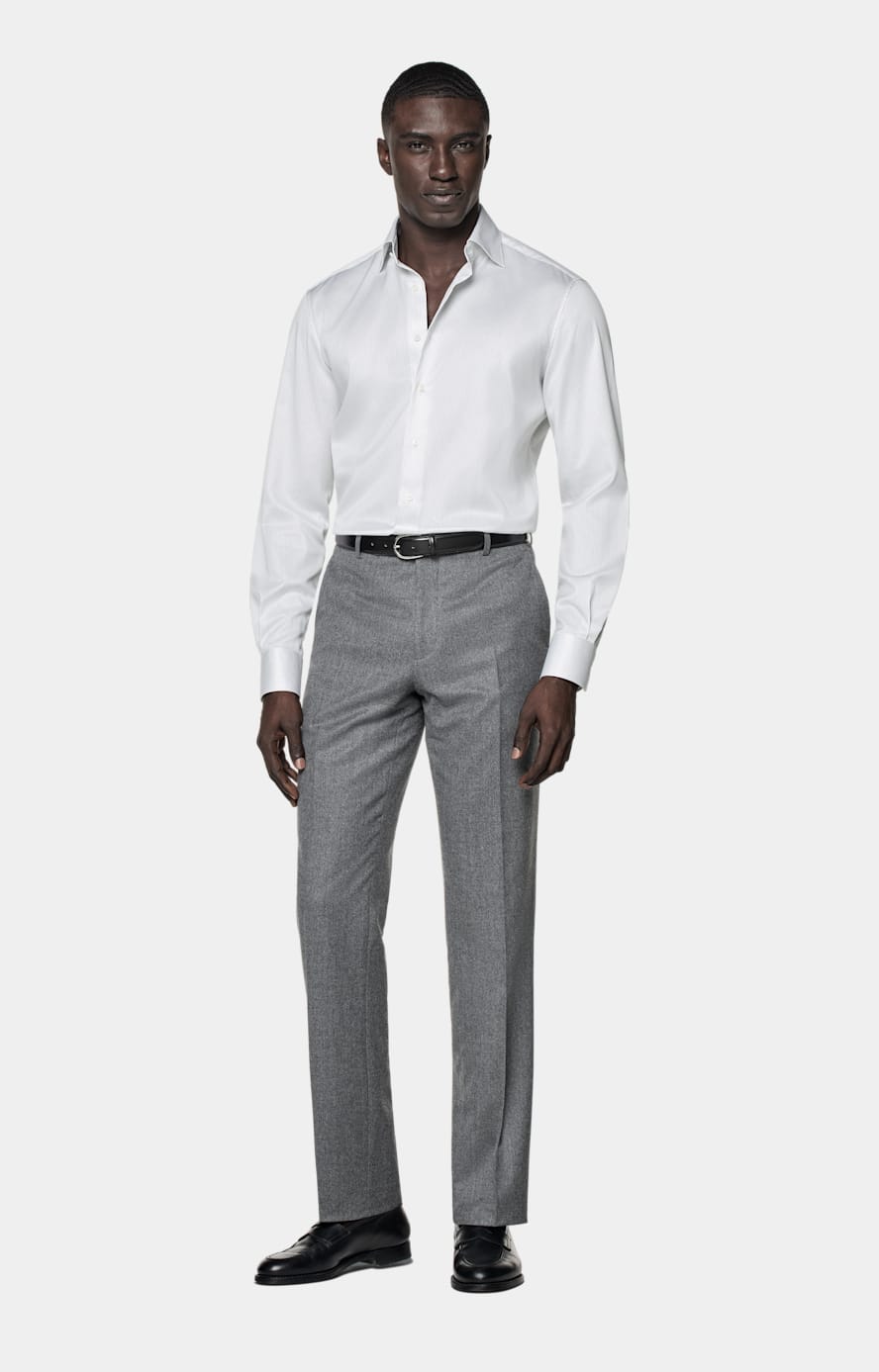 Twill Hemd grau gestreift Tailored Fit