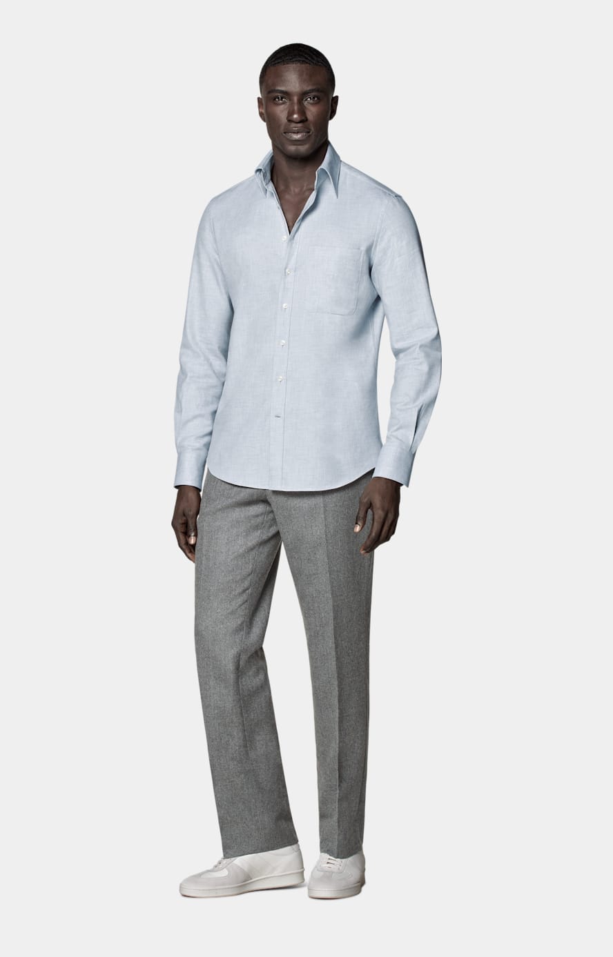 Chemise coupe tailored bleu clair