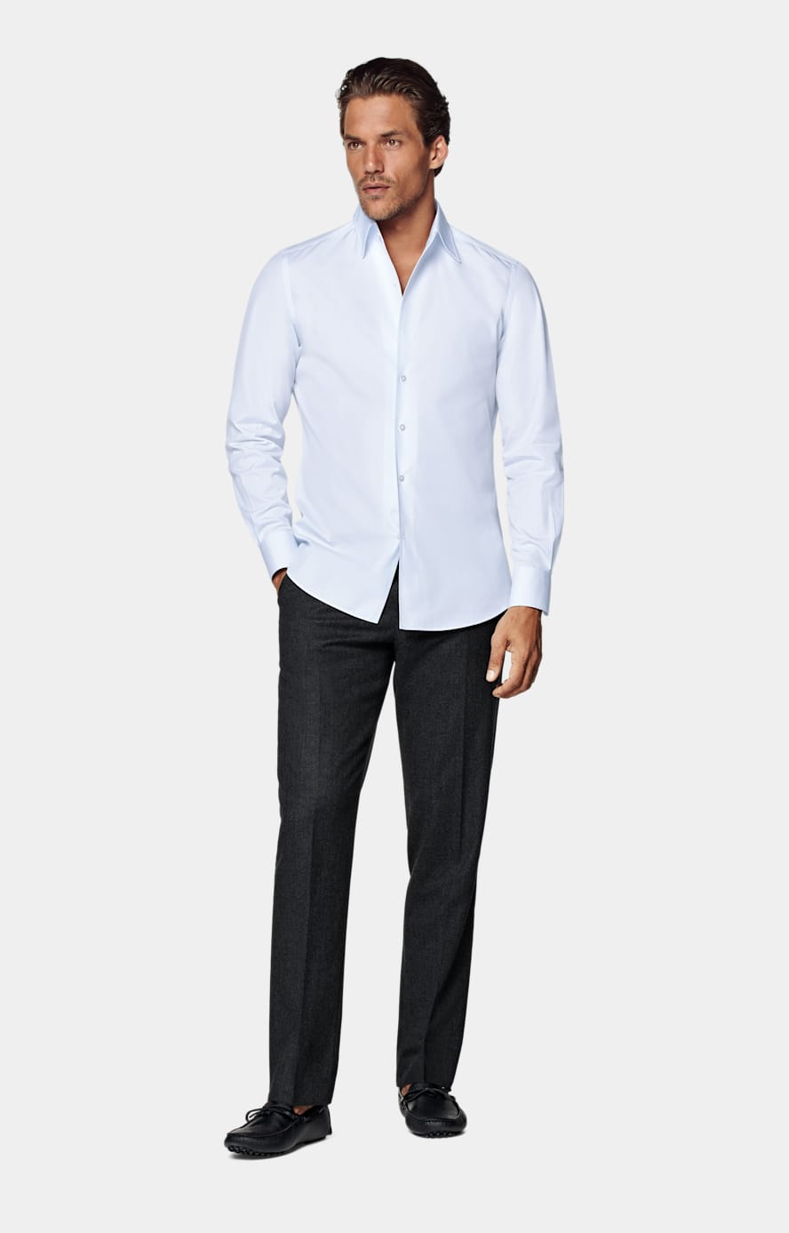 Chemise coupe Tailored avec col d'une seule pièce bleu clair