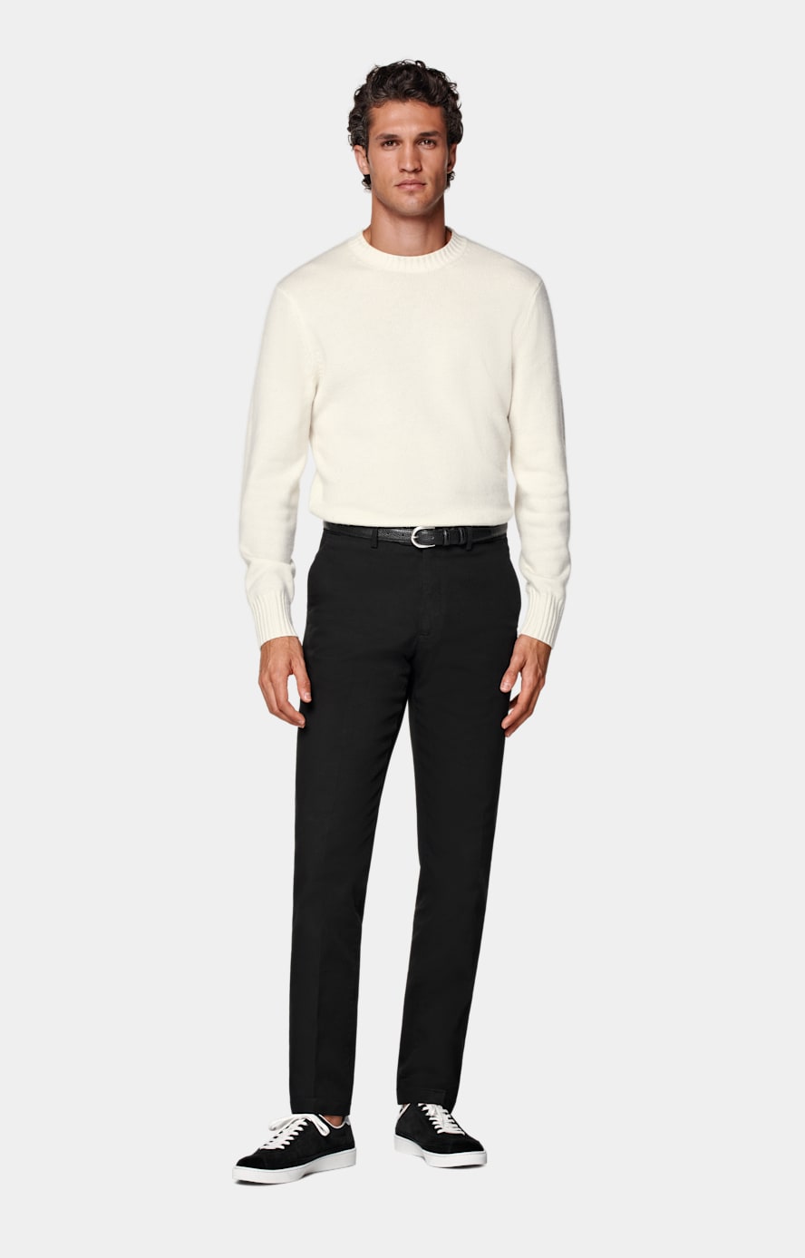 Black Slim Leg Straight Chinos