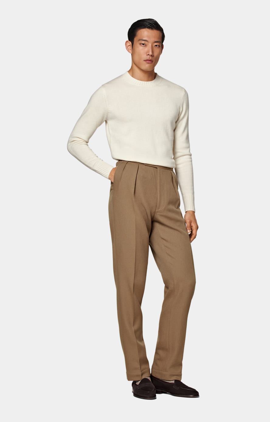  Mid Brown Wide Leg Tapered Pants