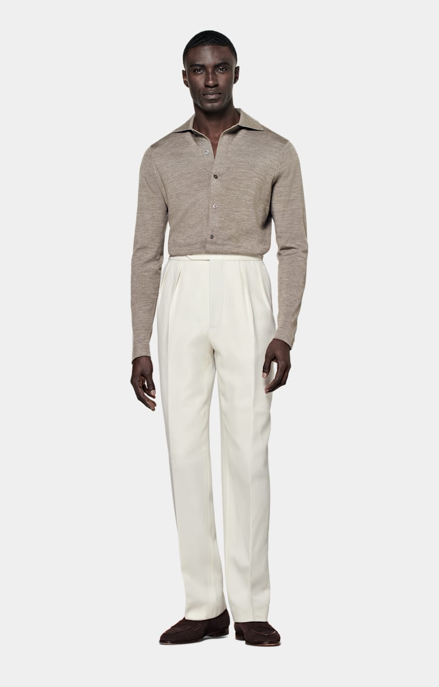 Finding and creating perfect winter wool white or ivory trousers