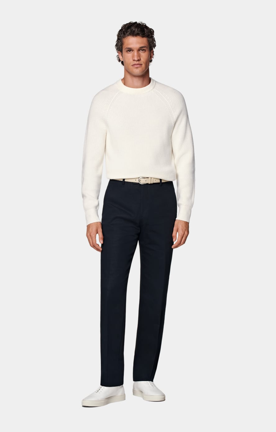 Navy Straight Leg Trousers