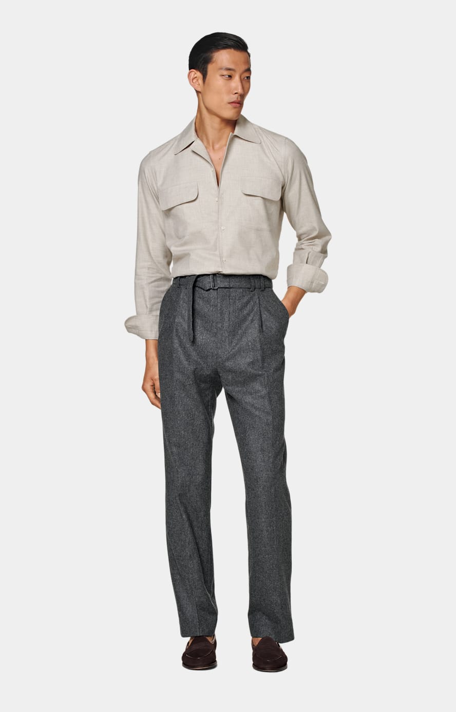 Mid Grey Wide Leg Tapered Sortino Trousers