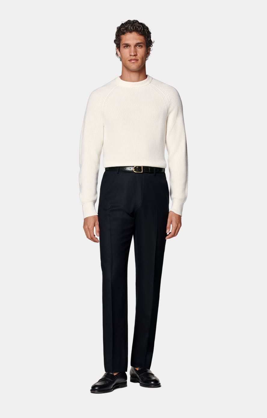 Navy Straight Leg Trousers