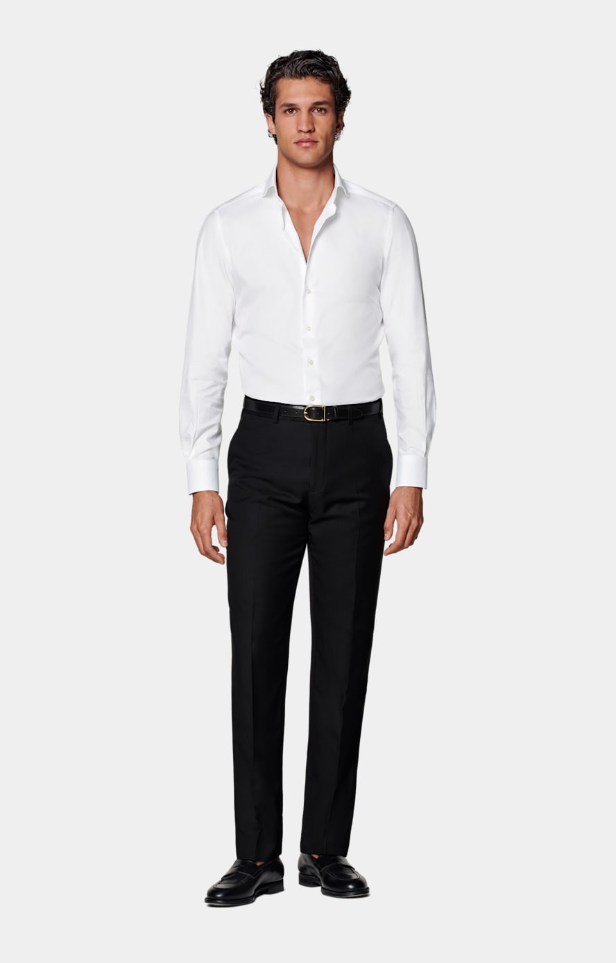 Black Slim Leg Straight Suit Trousers