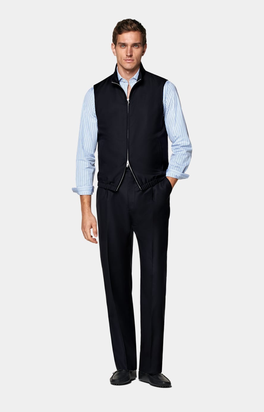 【海外輸入】 Navy Zip Macau(CN) SUITSUPPLY | SUITSUPPLY | Wool S110's Pure in Vest トップス