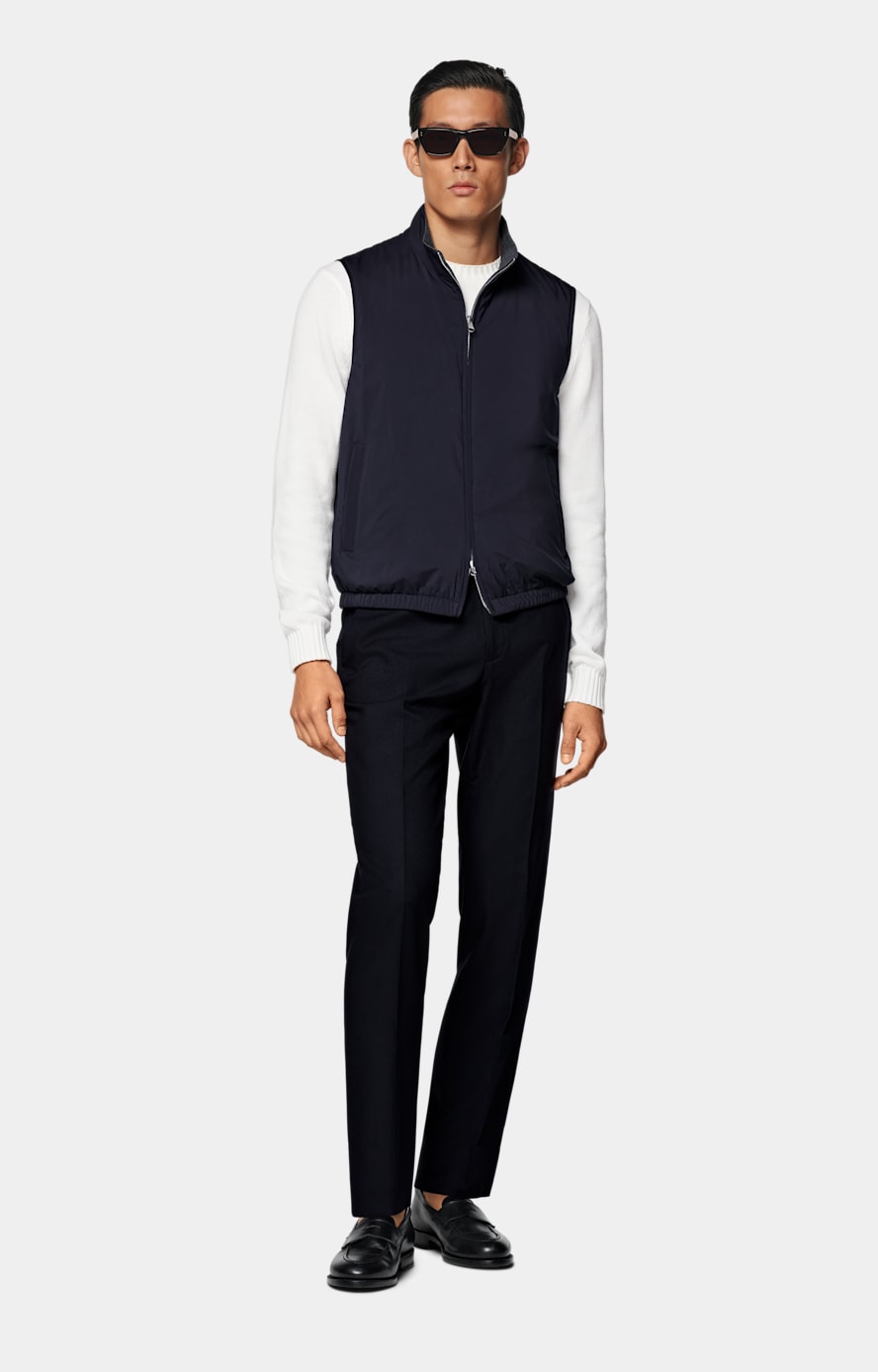 Navy Reversible Light Padded Zip Vest