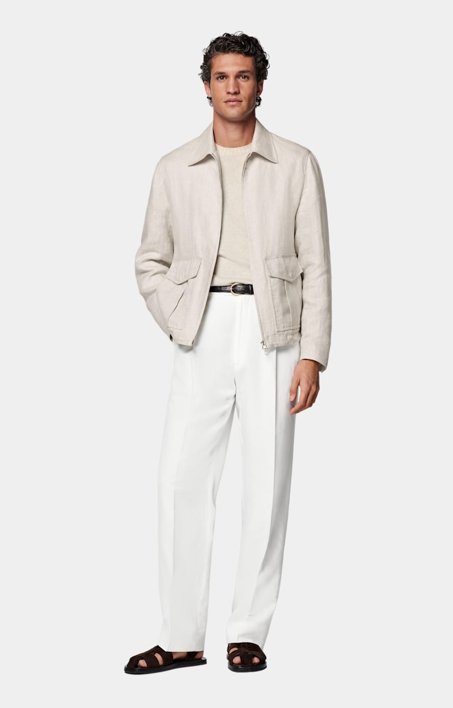 Off-White Wide Leg Straight Trousers