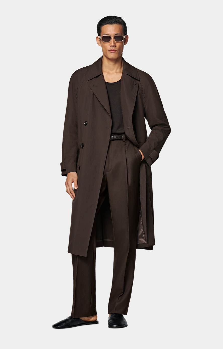 Dark Brown Belted Trench Coat
