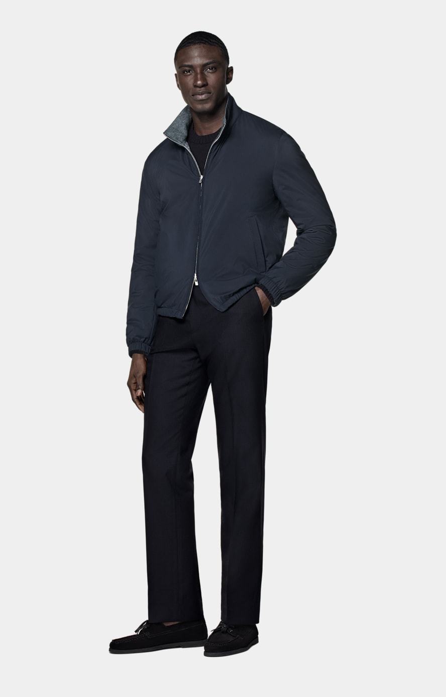Navy Straight Leg Suit Trousers