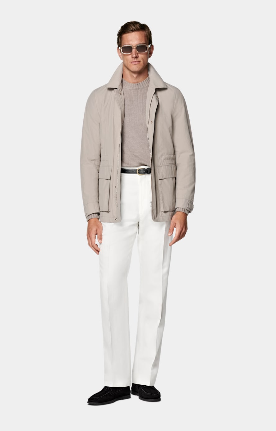 Off-White Wide Leg Straight Trousers