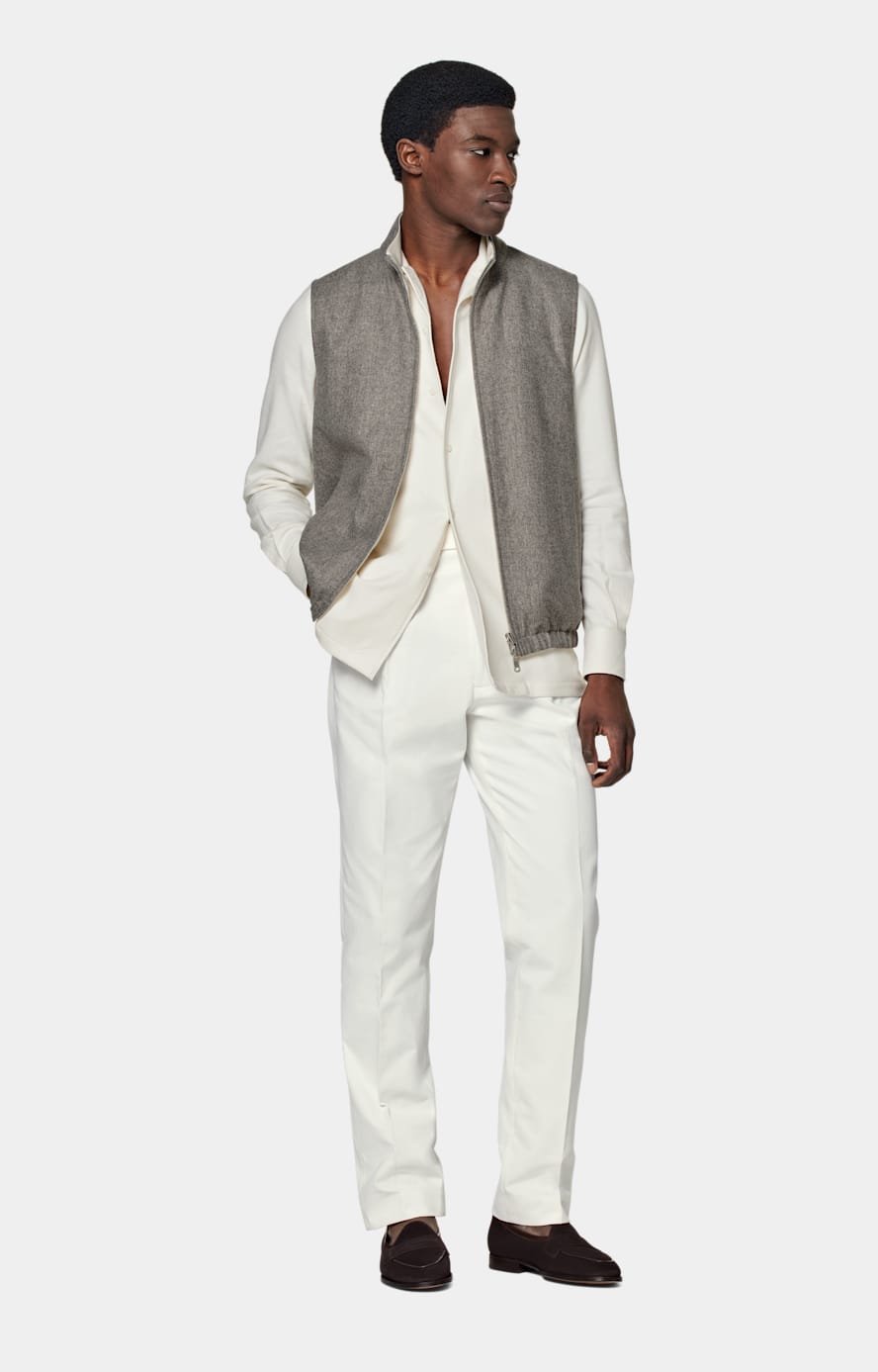 Taupe & Off-White Reversible Vest
