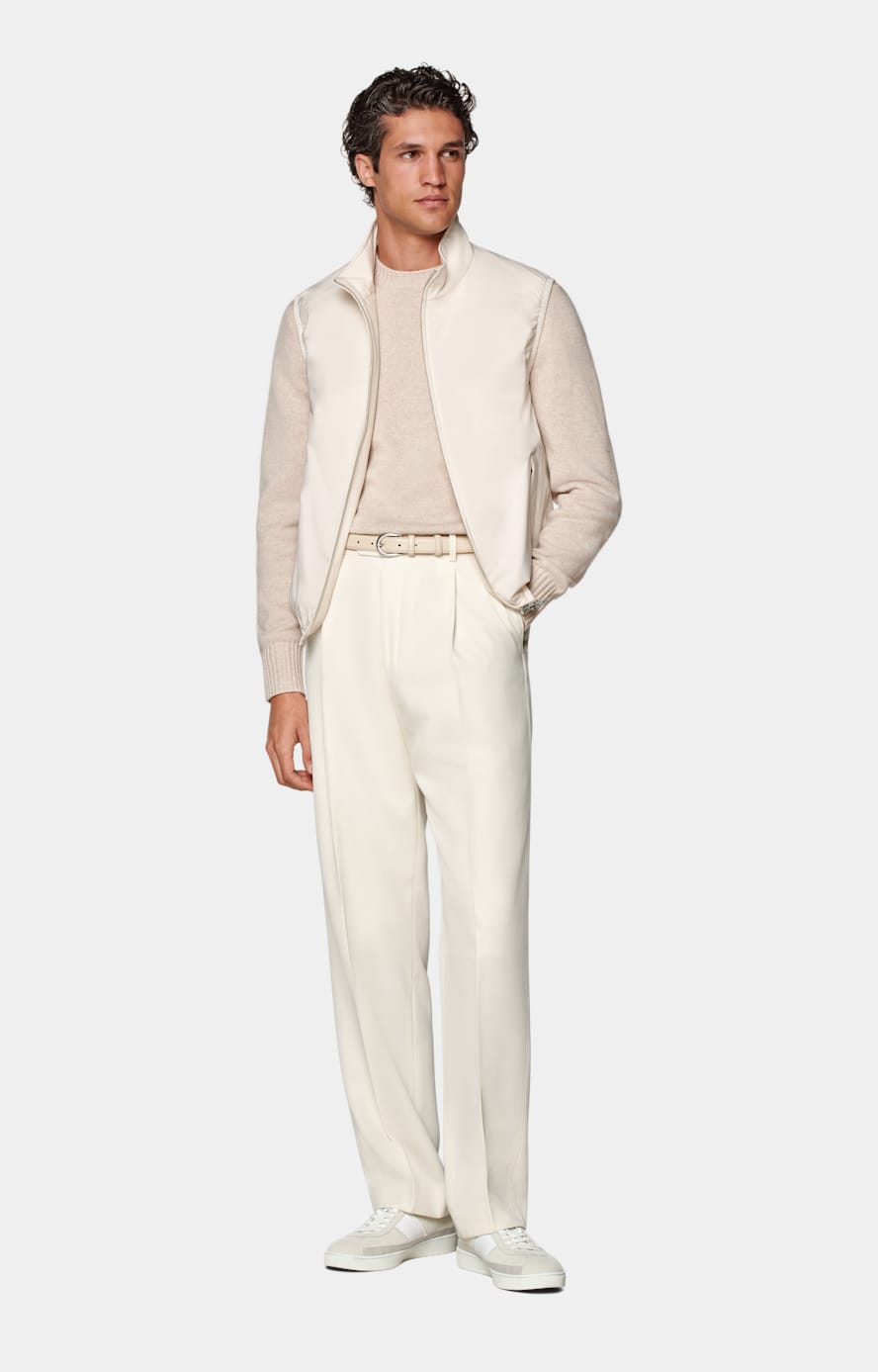Off-White Wide Leg Straight Pants in Pure Wool | SUITSUPPLY | SUITSUPPLY US