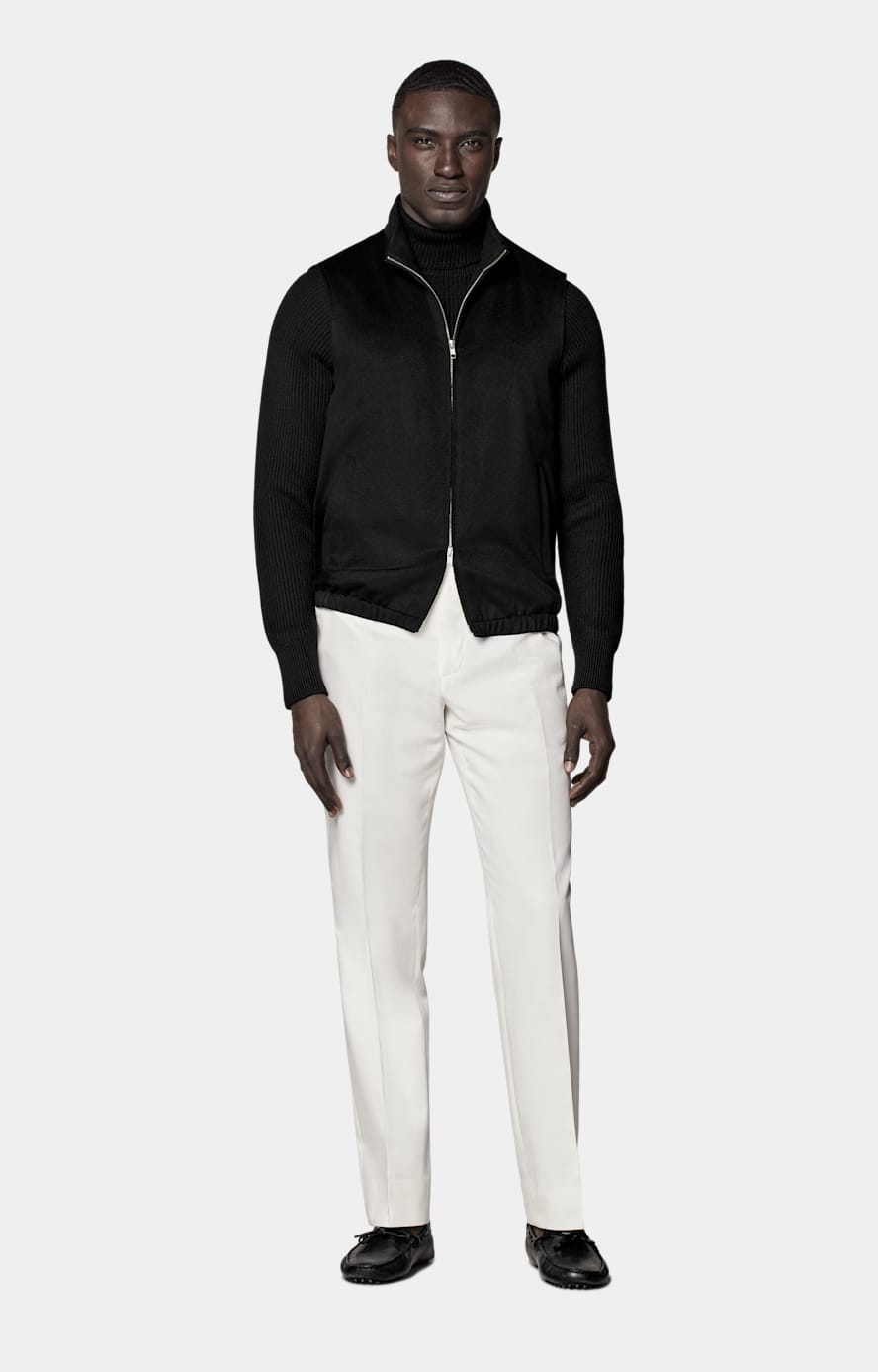 Black Merino Ribbed Crewneck