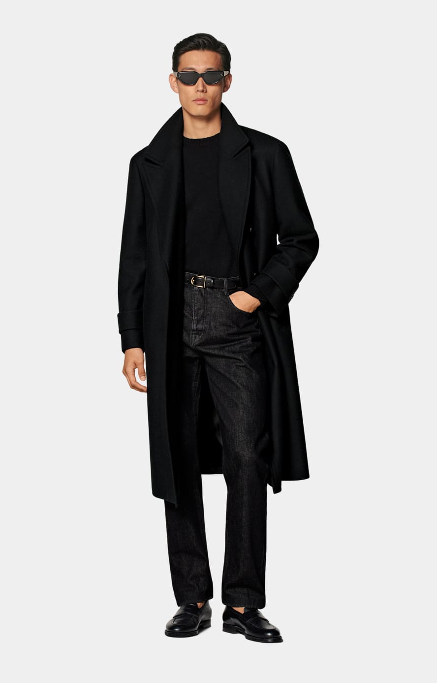公式通販 - 人気アイテム多数 Black Overcoat in Wool Cashmere | SUITSUPPLY | SUITSUPPLY US ジャケット・アウター