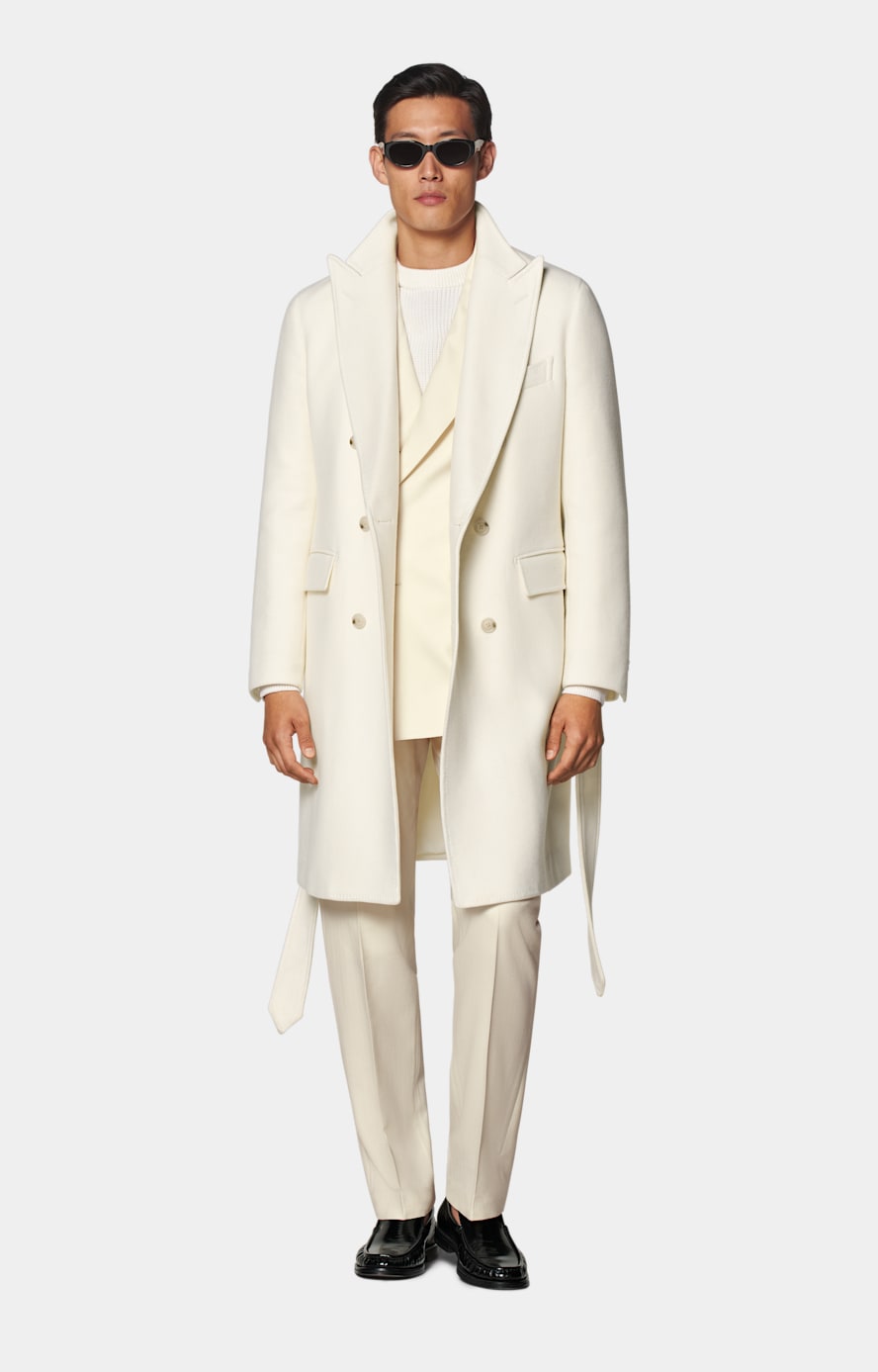 Off white wool coat deals