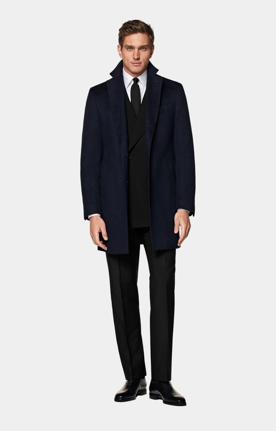 Navy Overcoat in Pure Circular Cashmere SUITSUPPLY SUITSUPPLY US