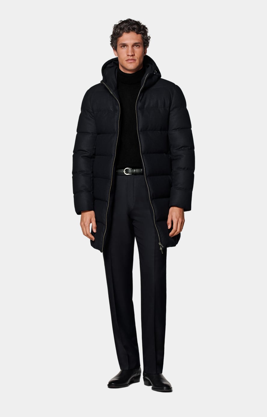 Navy longline puffer jacket on sale