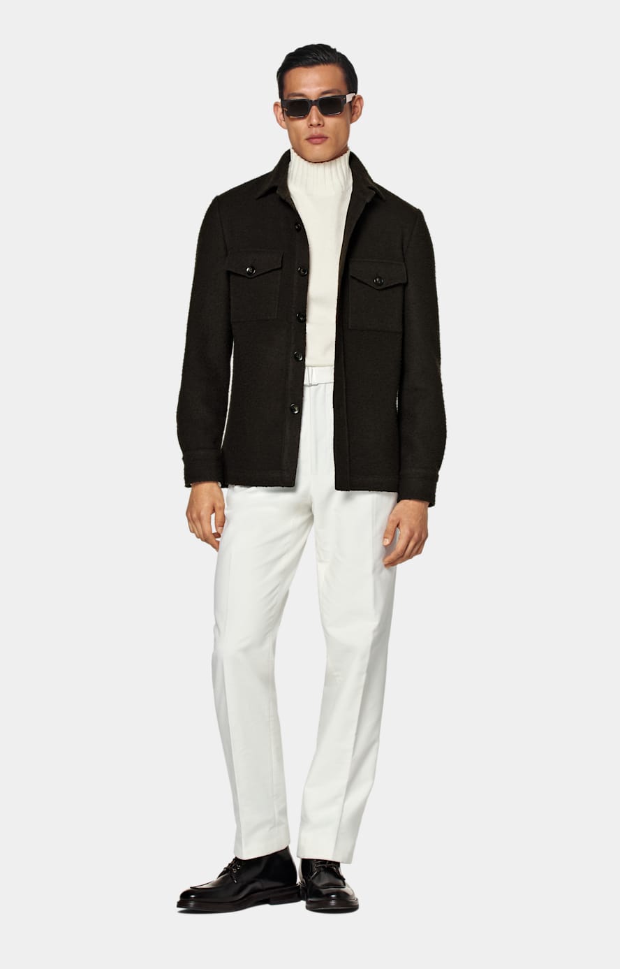Dark Brown William Shirt-Jacket in Pure Casentino Wool