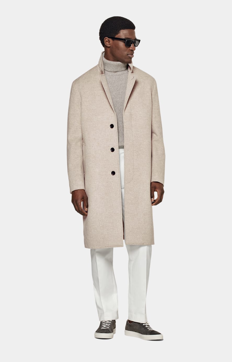 Sand Overcoat in Pure Wool SUITSUPPLY SUITSUPPLY US