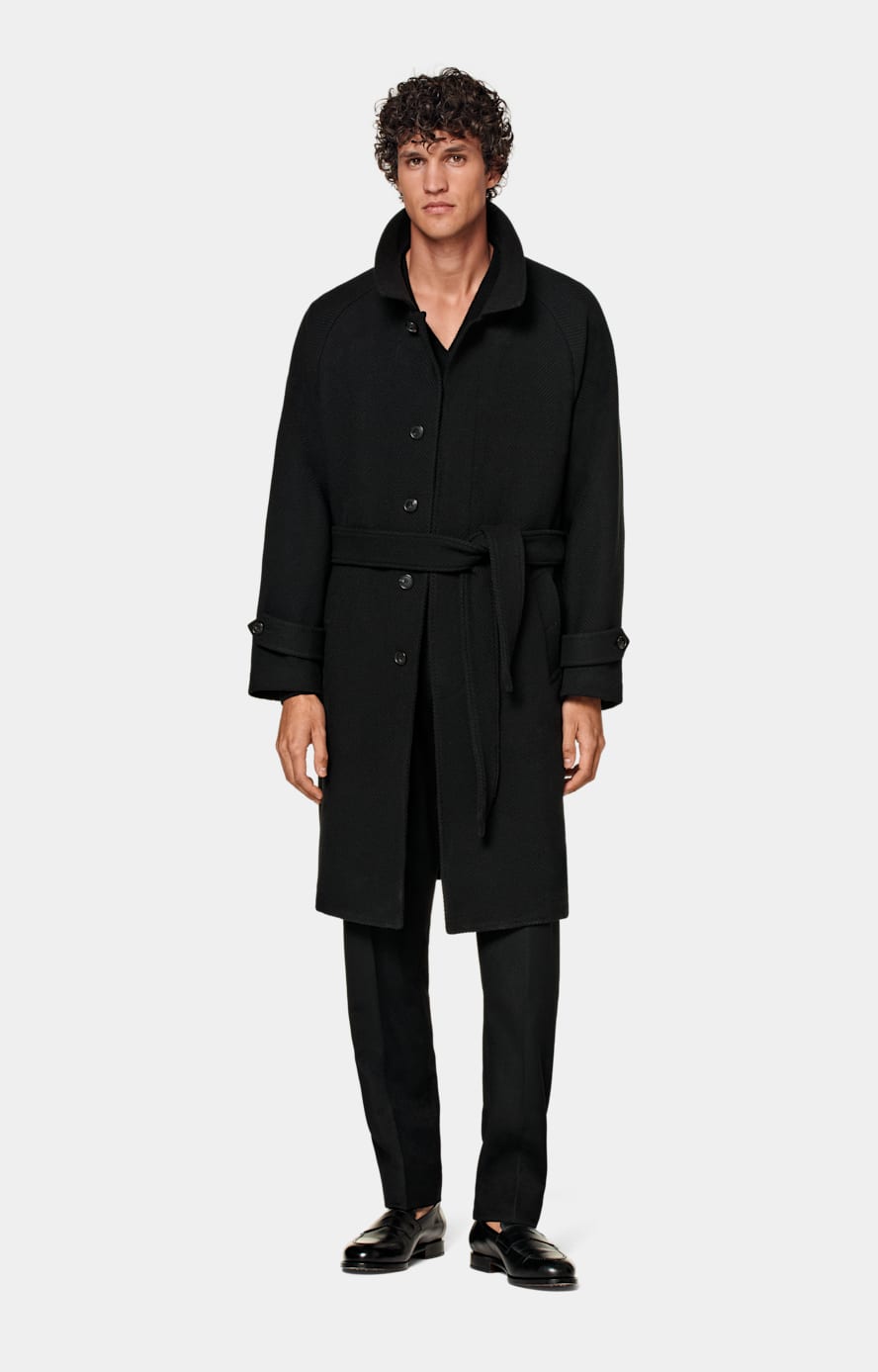 Herringbone wool cashmere blend trench coat best sale