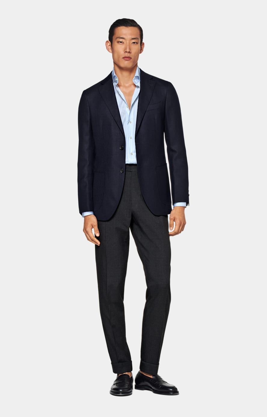 Dark Grey Slim Leg Tapered Trousers