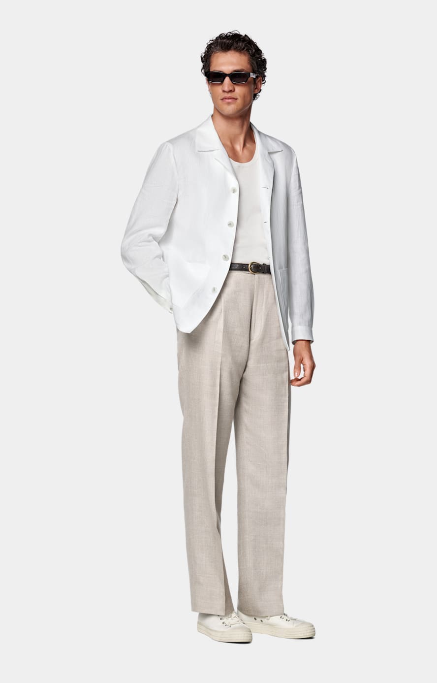 Light Taupe Wide Leg Straight Trousers
