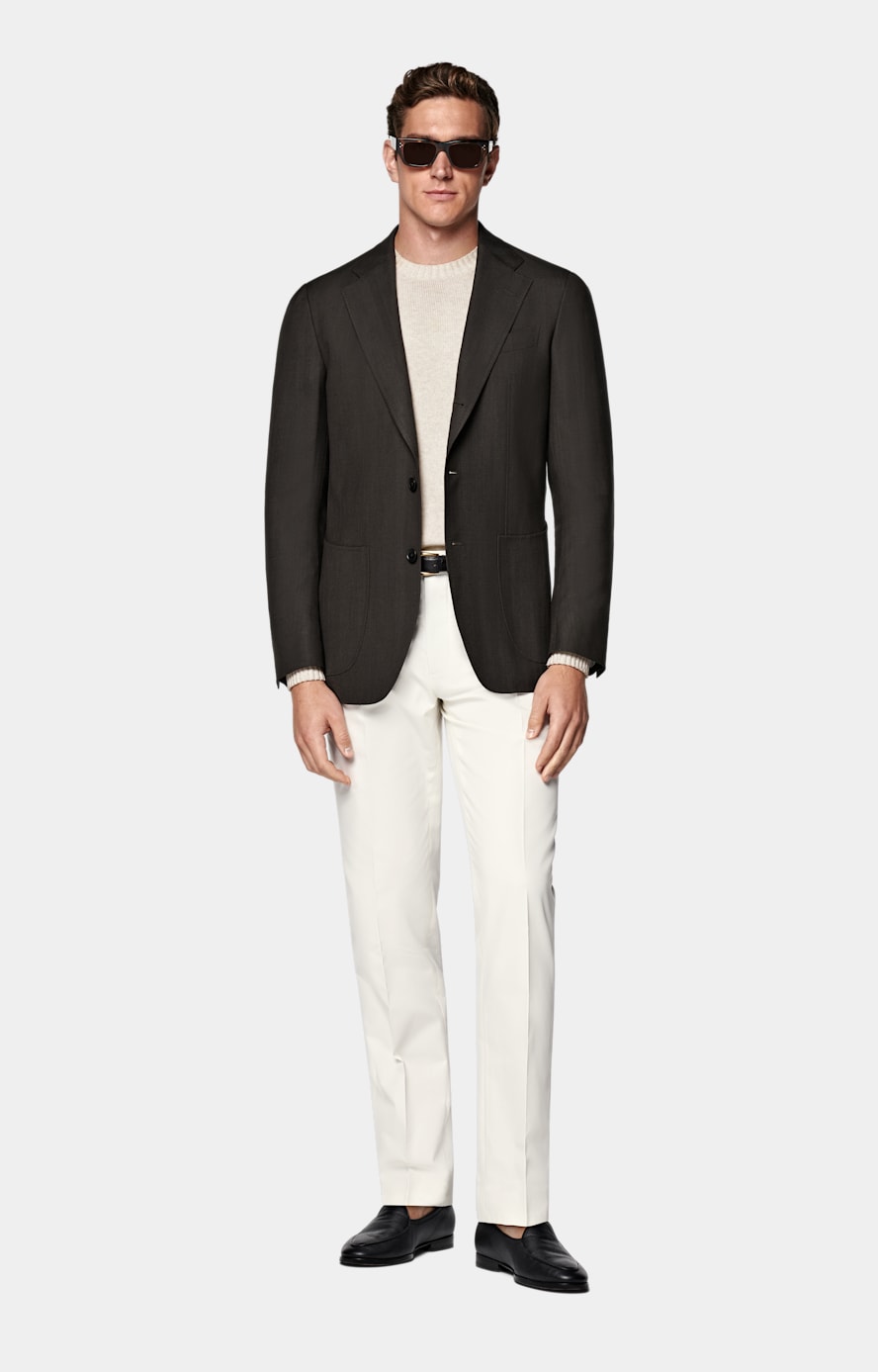 Giacca Havana marrone scuro spina di pesce tailored fit