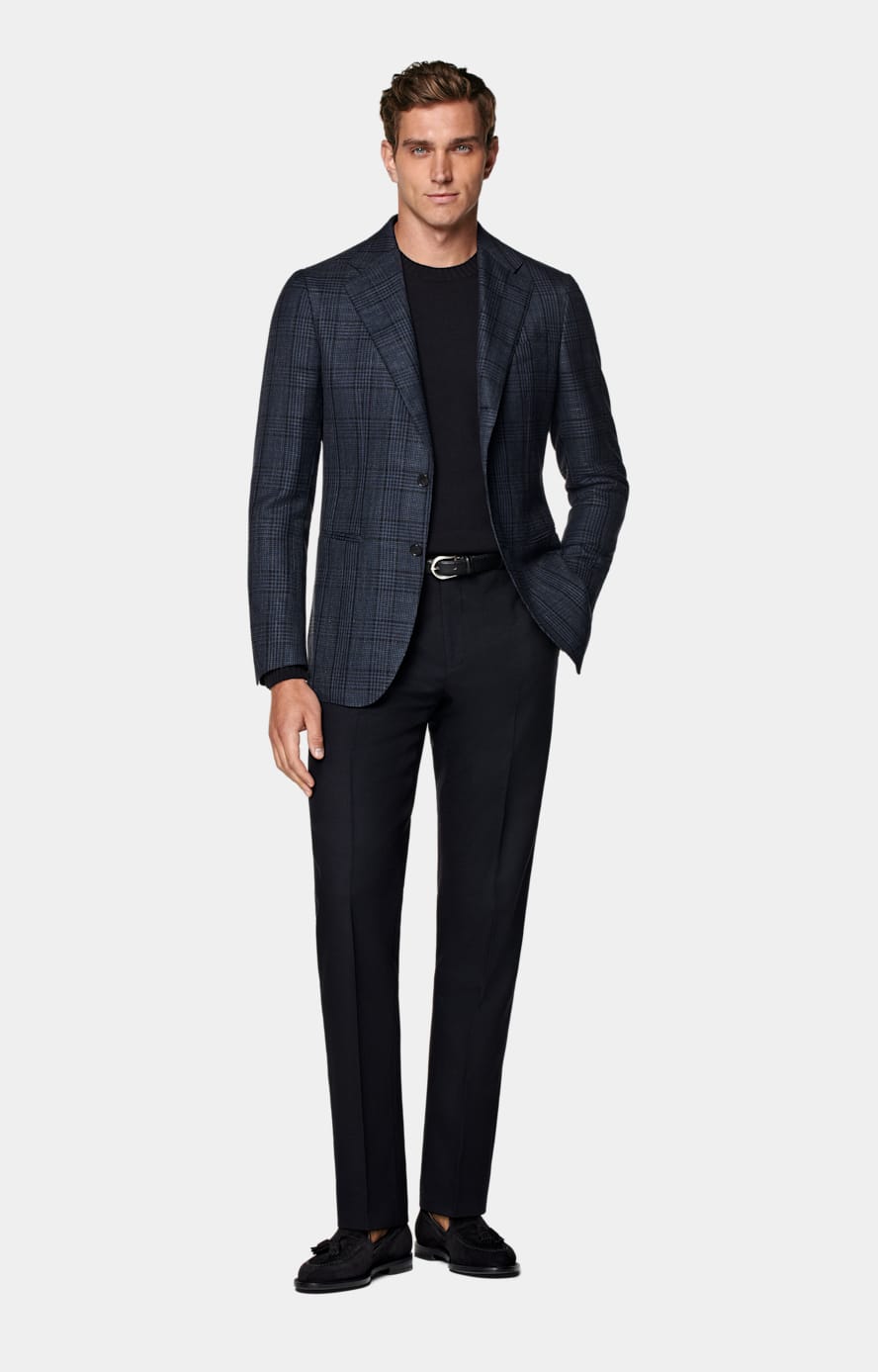 Navy Straight Leg Suit Trousers
