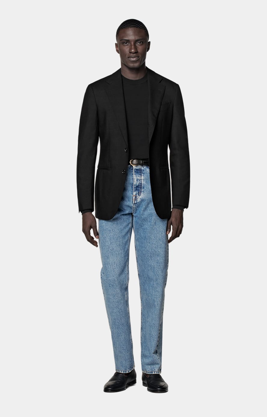 Mid Blue Washed Straight Leg Jeans