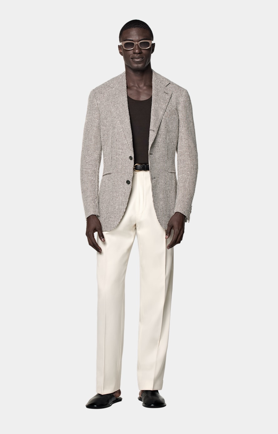 Mid Brown Checked Relaxed Fit Roma Blazer