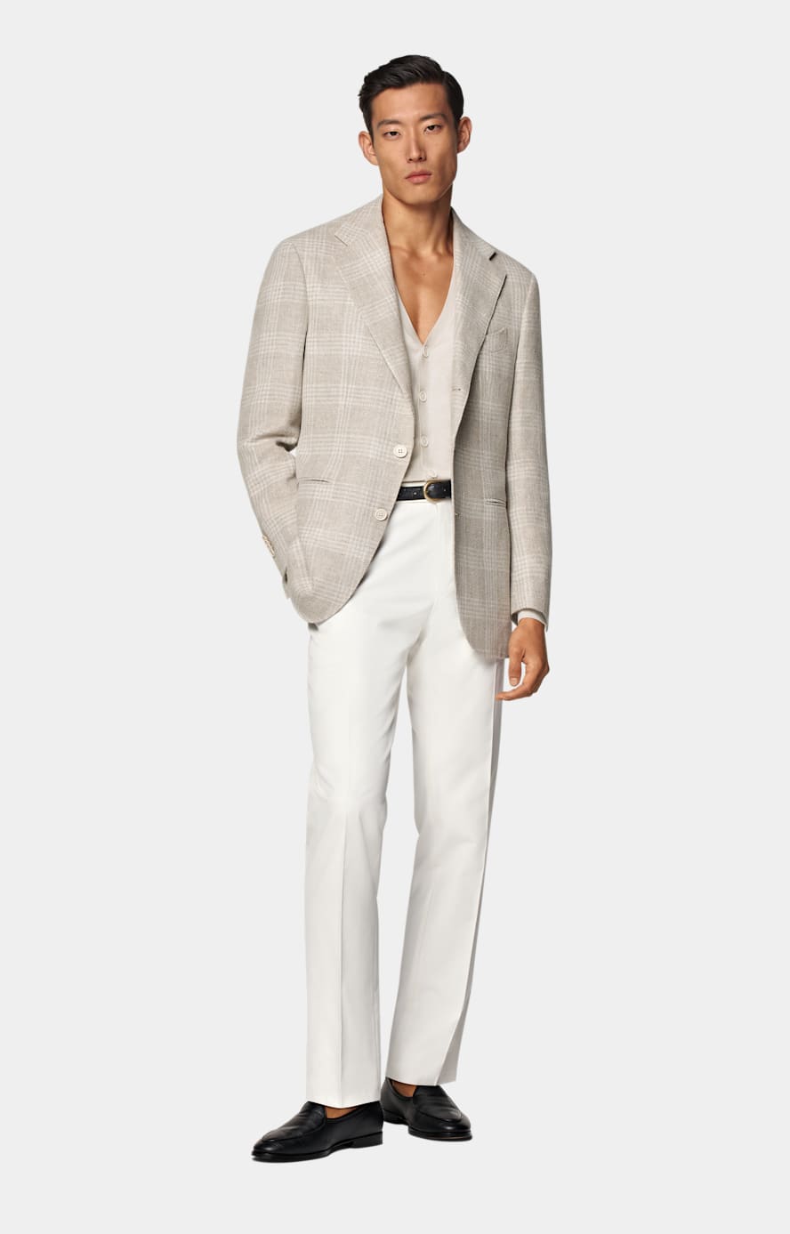 Giacca Roma color sabbia a quadri relaxed fit