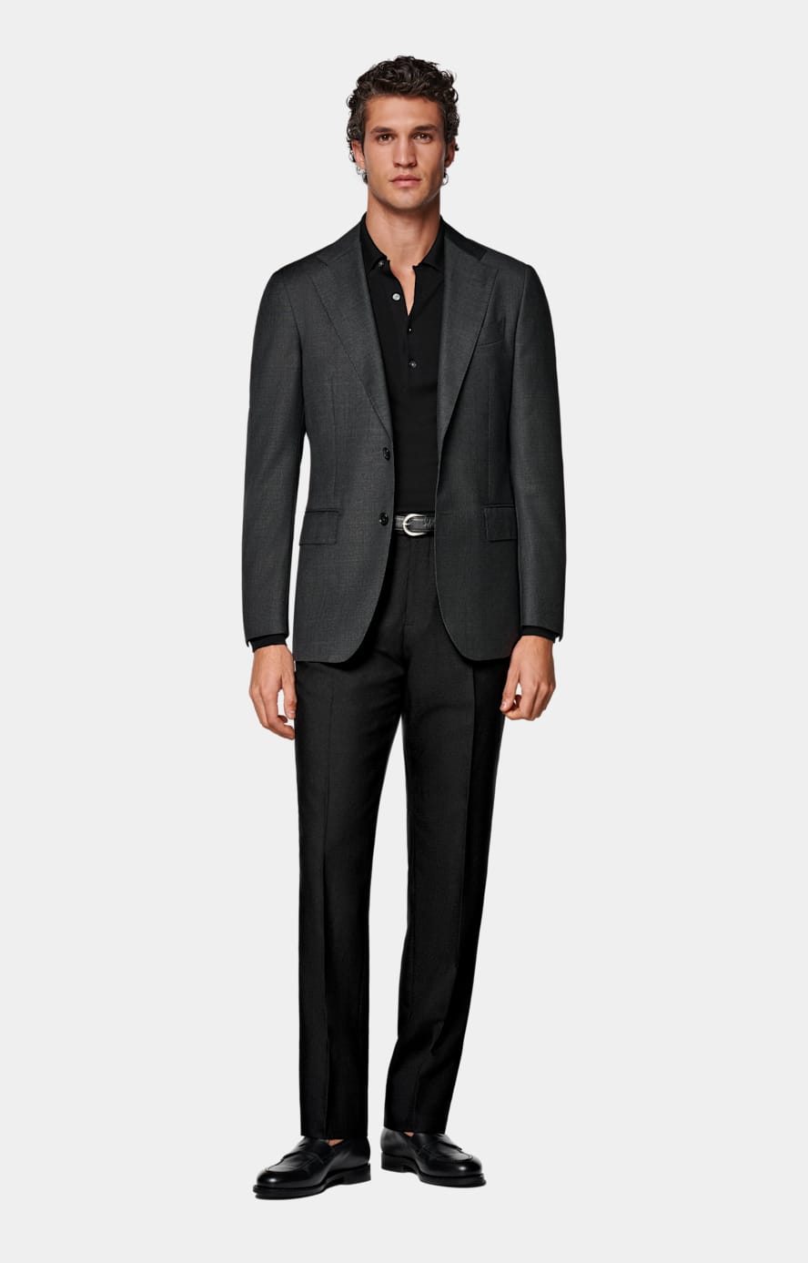 Dark Grey Tailored Fit Havana Suit Jacket