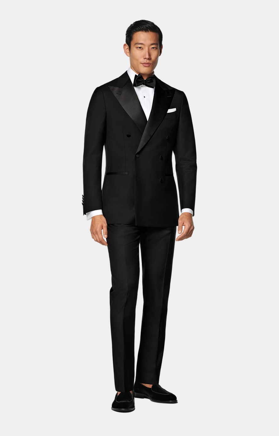 Pantaloni da smoking neri slim leg straight